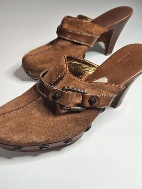 Cole Haan Shoes - 💕Cole Haan Brown Suede Heeled Clog Mules💕 SZ 7.5